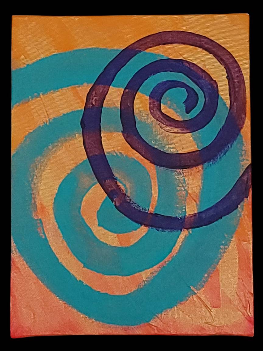 The Spiral Original Acrylic on Canvas Board 8x6" Yoga Symbolism