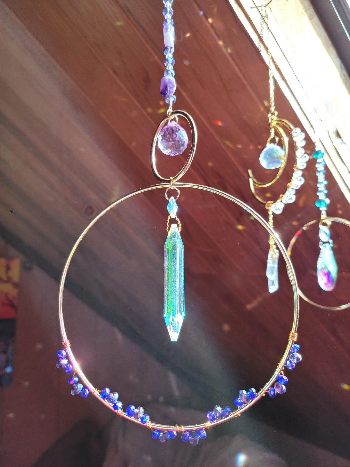 Purple Rain Crystal Sun Catcher Window Prism Hanging Decoration